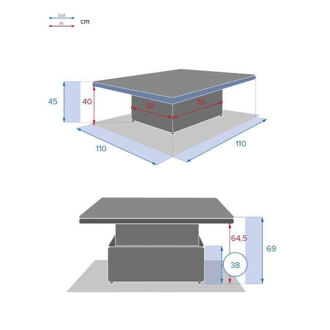 00W085295D_1 Table basse de jardin rectangulaire relevable - Salon de jardin BORA – Image 4