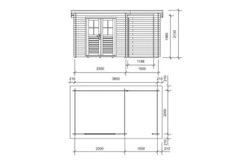 Abri de Jardin Bois KATYA – 4,44 + extension 3 m² – Image 5