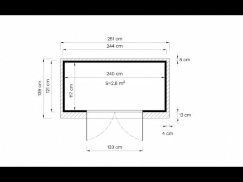 Abri de jardin en bois - 2.8m² - 244 x 121cm – Image 2