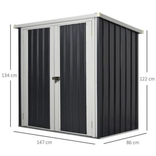 Abri de Jardin en Acier - 147 x 86 cm - 1,26 m² - 2 portes verrouillables – Image 3