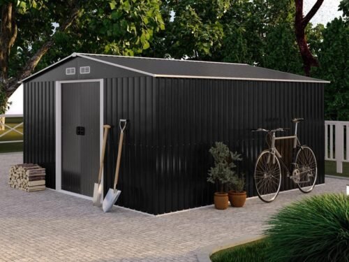 Abri de Jardin en Acier Galvanisé Gris 12,5 m² – Image 1