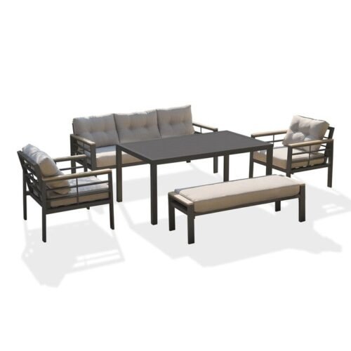 Salon de jardin CAYENNE aluminium anthracite DCB Garden 7 personnes – Image 3